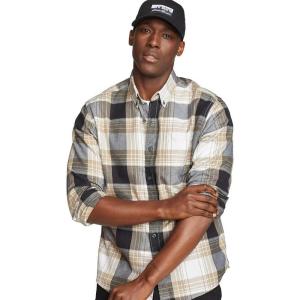 Eddie Bauer Men’s Classic Fit Favorite Long-Sleeve Flannel Shirt(Light Khaki)