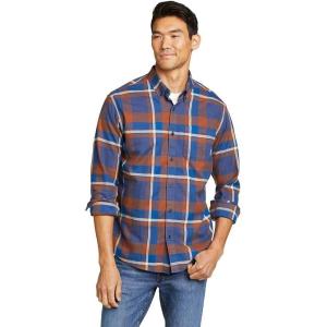 Eddie Bauer Men’s Favorite Classic Fit Flannel-Plaid(Navy Heather)