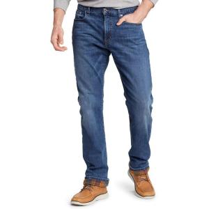 Eddie Bauer Men’s Field Flex Flannel-Lined Straight Jeans(Meridian Blue)