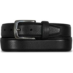 Eddie Bauer Men’s Leather Belt | Casual | Everyday | Jeans | Trousers | Chinos | Metal Buckle(Feather Edge – Black)