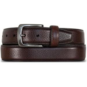 Eddie Bauer Men’s Leather Belt | Casual | Everyday | Jeans | Trousers | Chinos | Metal Buckle(Feather Edge – Brown)