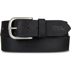 Eddie Bauer Men’s Leather Belt | Casual | Everyday | Jeans | Trousers | Chinos | Metal Buckle(Hand Tacked – Black)