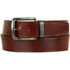 Eddie Bauer Men’s Leather Belt | Casual | Everyday | Jeans | Trousers | Chinos | Metal Buckle(Smooth Reversible – Brown/Tan)