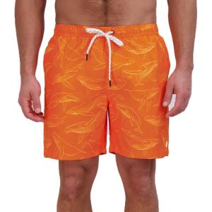 Eddie Bauer Men’s SPF 50+ Volley Swim Trunk – Fun Designs, Comfortable and Stylish, 7″ Inseam(Orange)