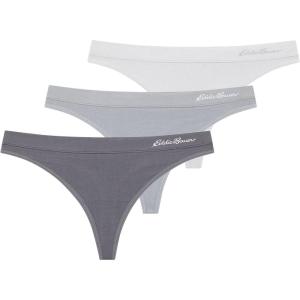 Eddie Bauer Women’s Active Stretch Thong Underwear with Elastic Waistband, 3 Pack(Castlerock/Mindful Gray/Athletic Gray)