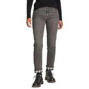 Eddie Bauer Women’s Boyfriend Flannel-Lined Jeans(Overcast)