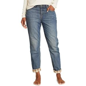 Eddie Bauer Women’s Boyfriend Flannel-Lined Jeans(Washed Indigo)