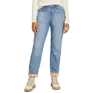 Eddie Bauer Women’s Boyfriend Flannel-Lined Jeans(Worn Light)