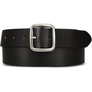 Eddie Bauer Women’s Casual Leather Belts with Durable Metal Buckle(Center Bar – Black)