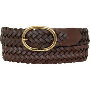 Eddie Bauer Women’s Casual Leather Belts with Durable Metal Buckle(Center Bar Woven – Brown)