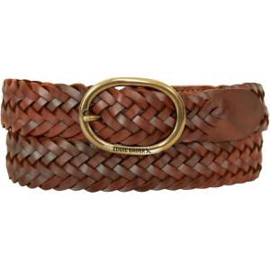 Eddie Bauer Women’s Casual Leather Belts with Durable Metal Buckle(Center Bar Woven – Tan)