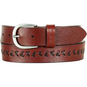Eddie Bauer Women’s Casual Leather Belts with Durable Metal Buckle(Center Lacing – Tan)