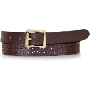 Eddie Bauer Women’s Casual Leather Belts with Durable Metal Buckle(Perforated Pattern – Brown)