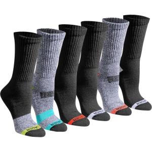 Eddie Bauer Women’s Dura Dri Moisture Control 6-pair Crew Socks(Black Marl Assorted (6 Pairs))