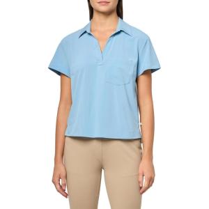 Eddie Bauer Womens Wr Departure Ss Collared Tee(Blue Fog)