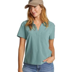 Eddie Bauer Womens Wr Departure Ss Collared Tee(Dusty Loden)