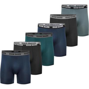 Eddie Bauer mens Jersey Boxer Brief With Contoured Pouch 6 Pack(Twilight/Black/Dk Evergreen/Twilight/Black/Dk Aqua)