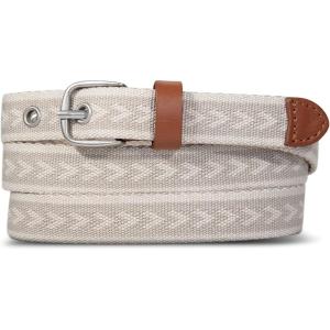 Eddie Bauer womens Cascade Grommet Webbing Belt With Metal Buckle(Khaki)