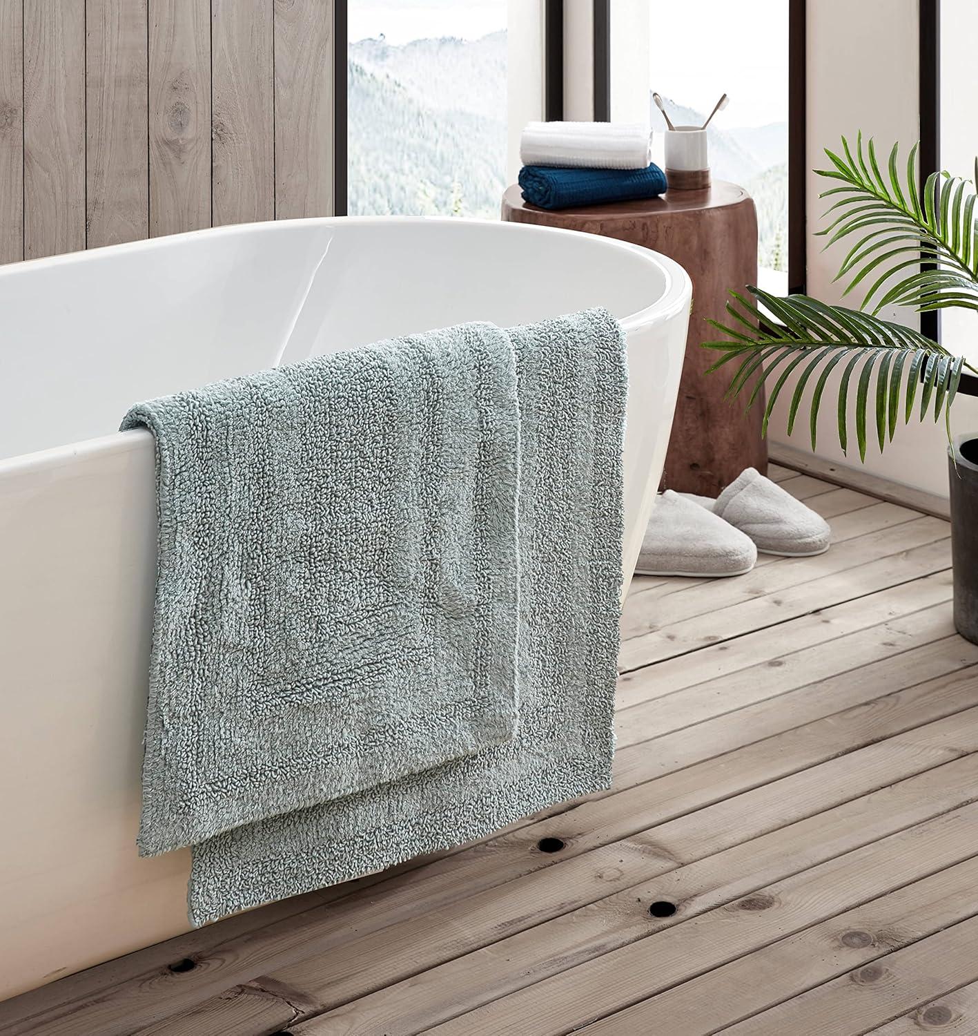 imageEddie Bauer Bathroom Rug 100 Soft Plush Tufted Cotton Bath Rug Highly Absorbent QuickDry and SkidResistant Backing Logan Green 2 Piece