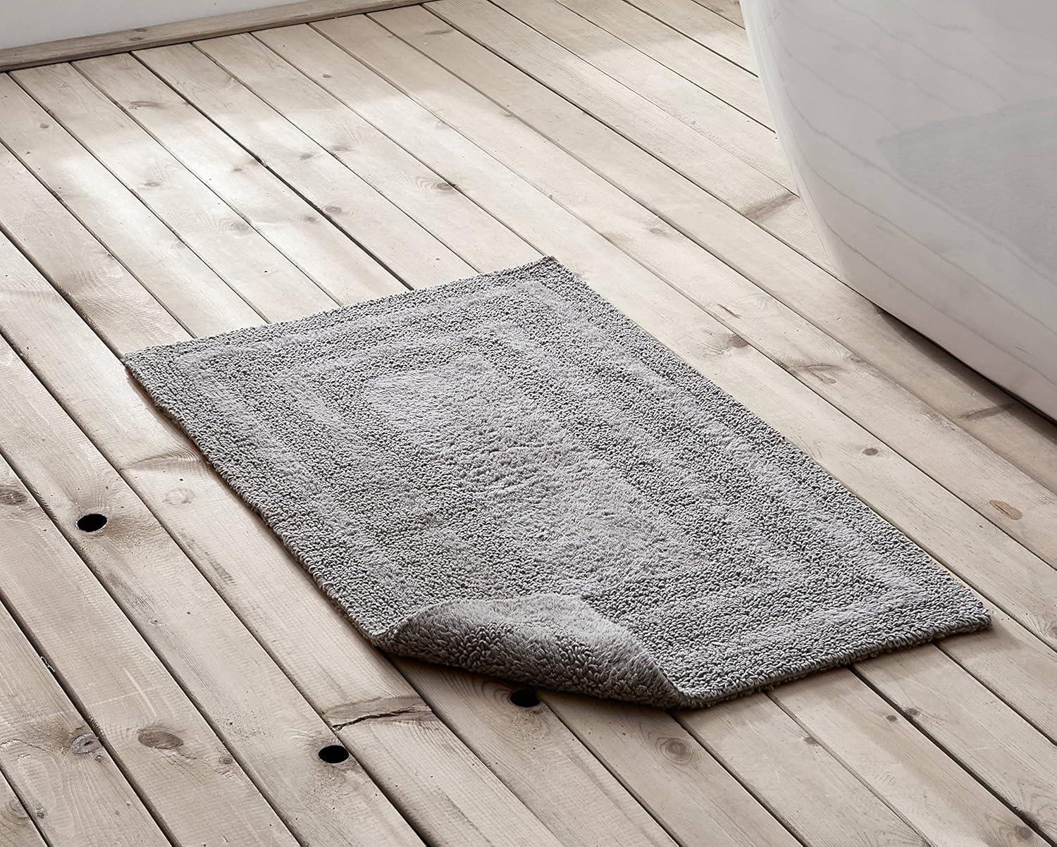 imageEddie Bauer Bathroom Rug 100 Soft Plush Tufted Cotton Runner Rug Highly Absorbent QuickDry and SkidResistant Backing Logan White 22quot x 60quotChrome Grey