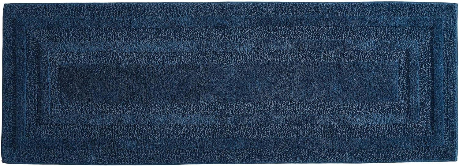 imageEddie Bauer Bathroom Rug 100 Soft Plush Tufted Cotton Runner Rug Highly Absorbent QuickDry and SkidResistant Backing Logan White 22quot x 60quotIndigo Blue