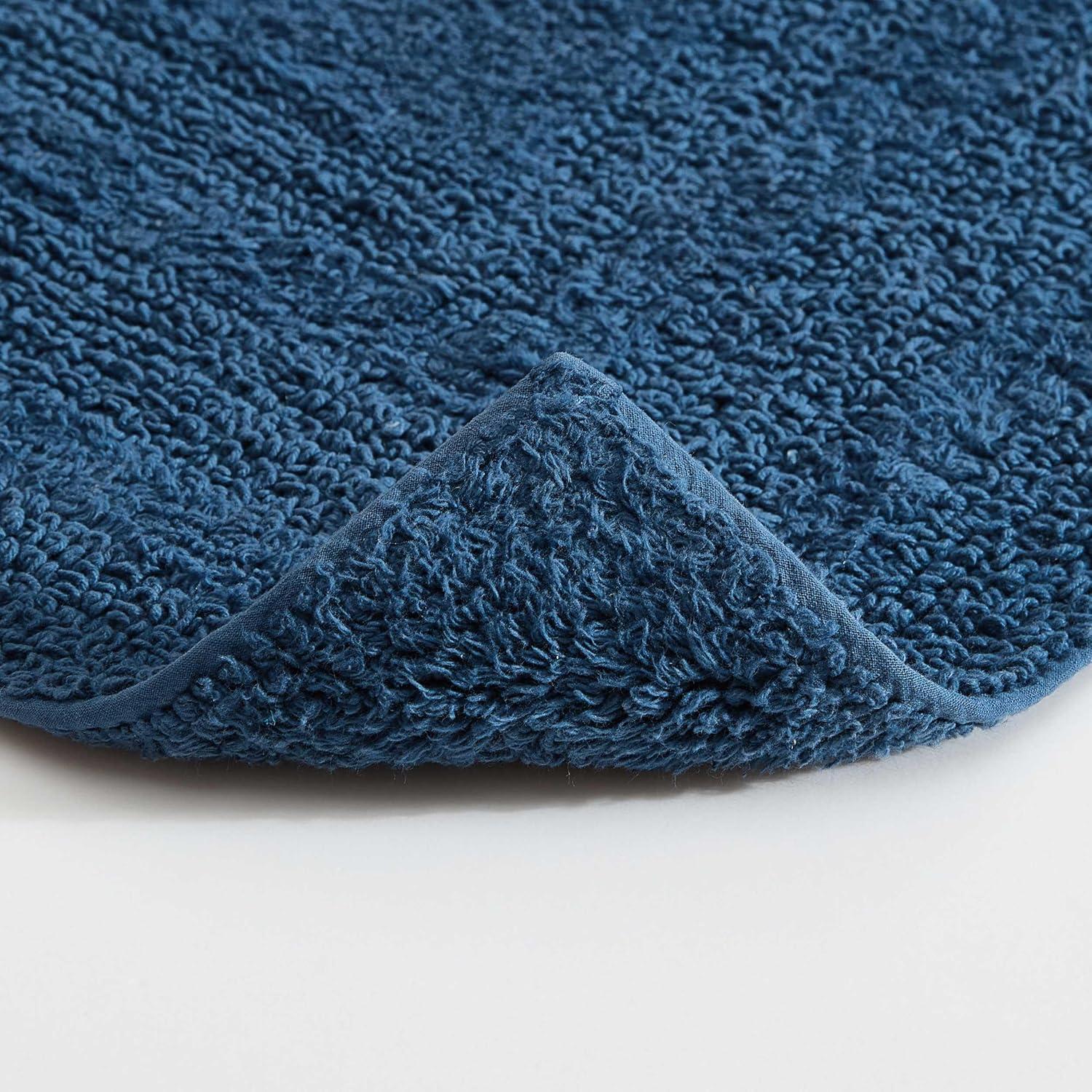 imageEddie Bauer Bathroom Rug 100 Soft Plush Tufted Cotton Runner Rug Highly Absorbent QuickDry and SkidResistant Backing Logan White 22quot x 60quotIndigo Blue