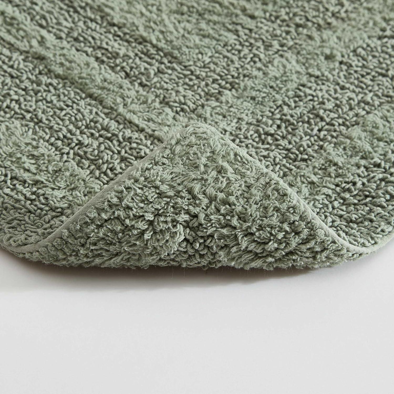 imageEddie Bauer Bathroom Rug 100 Soft Plush Tufted Cotton Runner Rug Highly Absorbent QuickDry and SkidResistant Backing Logan White 22quot x 60quotOlive Green