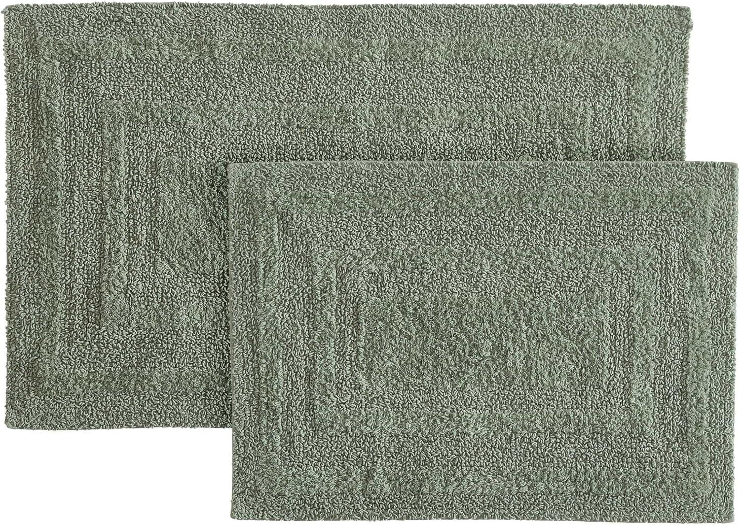 imageEddie Bauer Bathroom Rug 100 Soft Plush Tufted Cotton Runner Rug Highly Absorbent QuickDry and SkidResistant Backing Logan White 22quot x 60quotOlive Green
