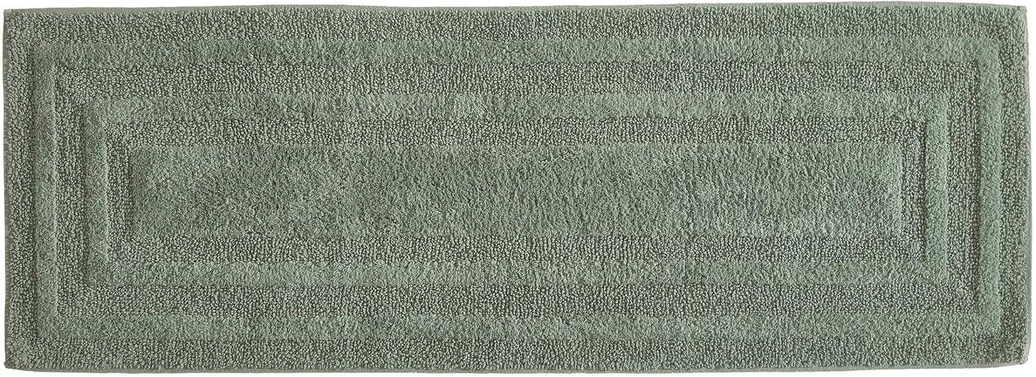 imageEddie Bauer Bathroom Rug 100 Soft Plush Tufted Cotton Runner Rug Highly Absorbent QuickDry and SkidResistant Backing Logan White 22quot x 60quotOlive Green