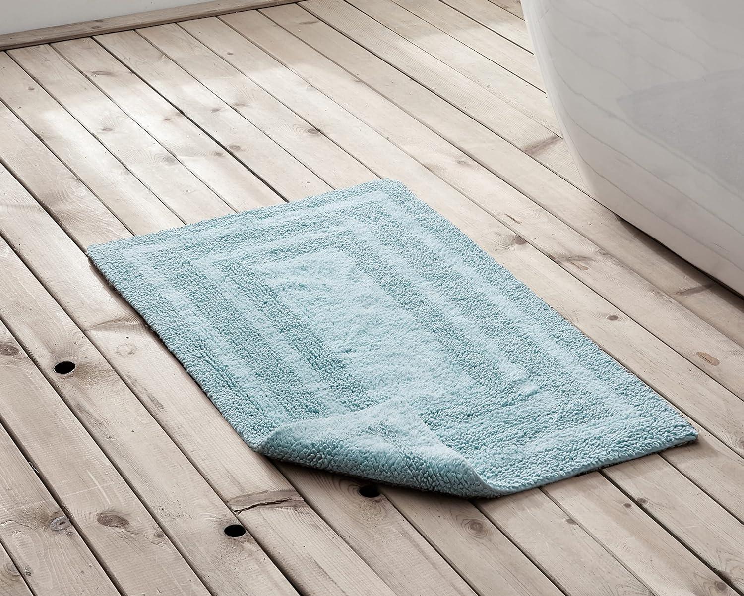imageEddie Bauer Bathroom Rug 100 Soft Plush Tufted Cotton Runner Rug Highly Absorbent QuickDry and SkidResistant Backing Logan White 22quot x 60quotTurquoise