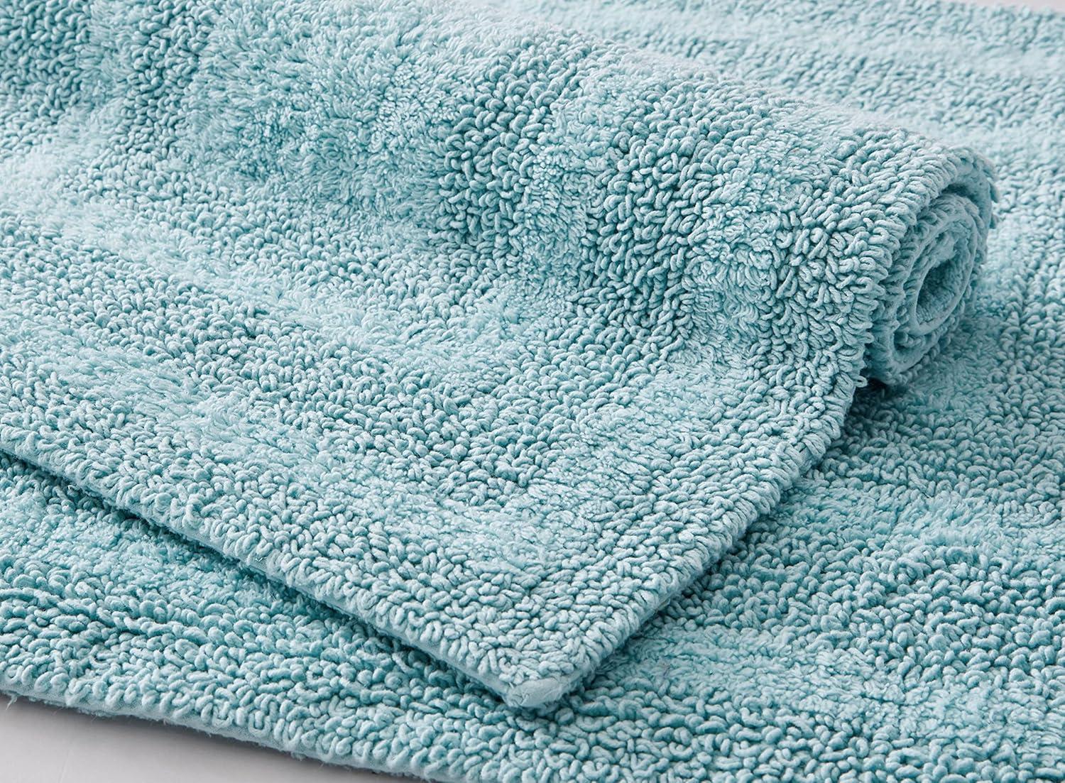 imageEddie Bauer Bathroom Rug 100 Soft Plush Tufted Cotton Runner Rug Highly Absorbent QuickDry and SkidResistant Backing Logan White 22quot x 60quotTurquoise