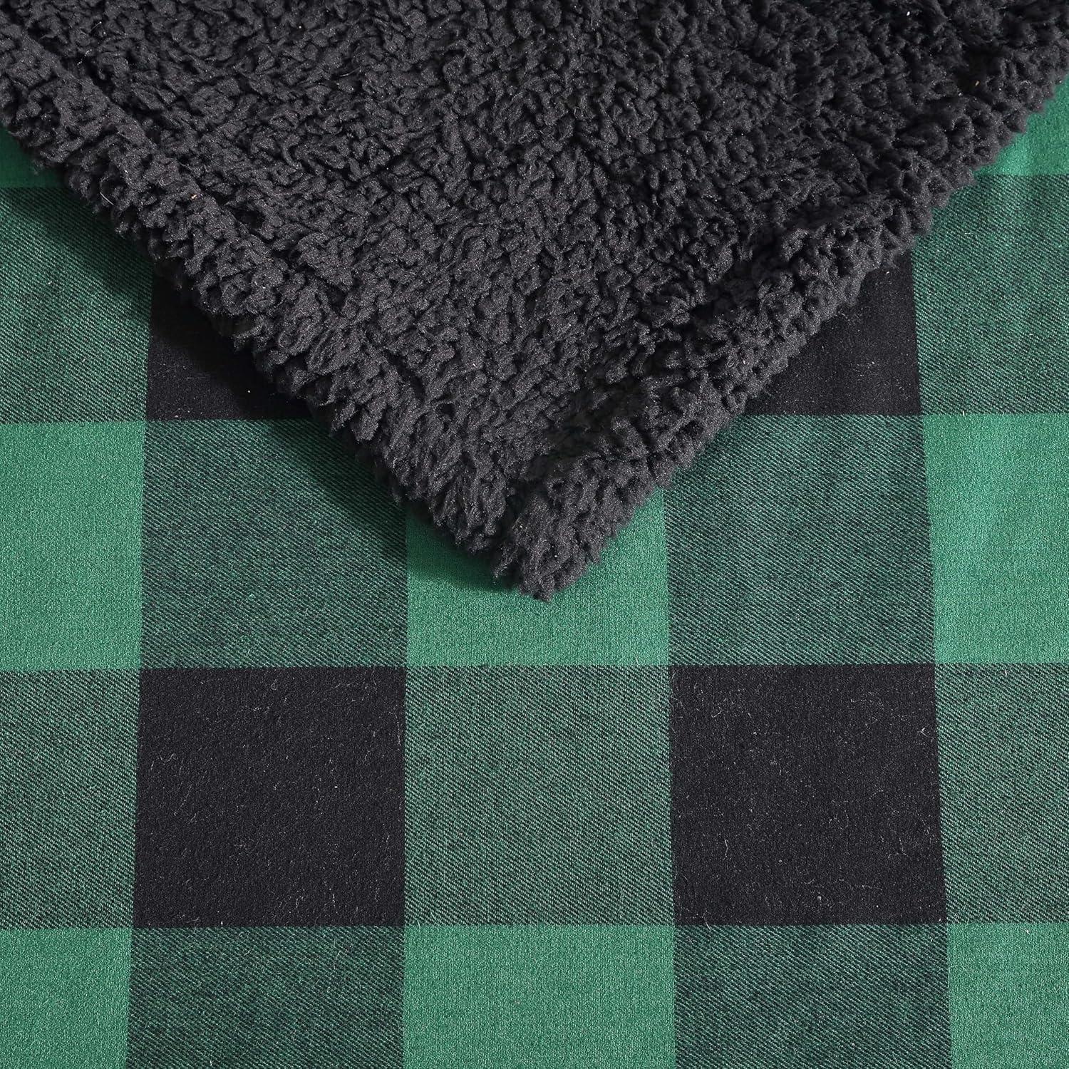 imageEddie Bauer Blanket Super Soft Reversible Sherpa ampamp Brushed Fleece Bedding Throw Blankets for Couch Ideal for Lounging Cabin Plaid BlackCabin Plaid Green