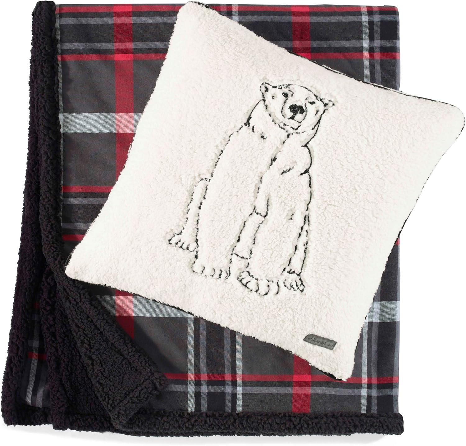 imageEddie Bauer Blanket Super Soft Reversible Sherpa ampamp Brushed Fleece Bedding Throw Blankets for Couch Ideal for Lounging Mountain Tartan RedWinslow CharcoalRed
