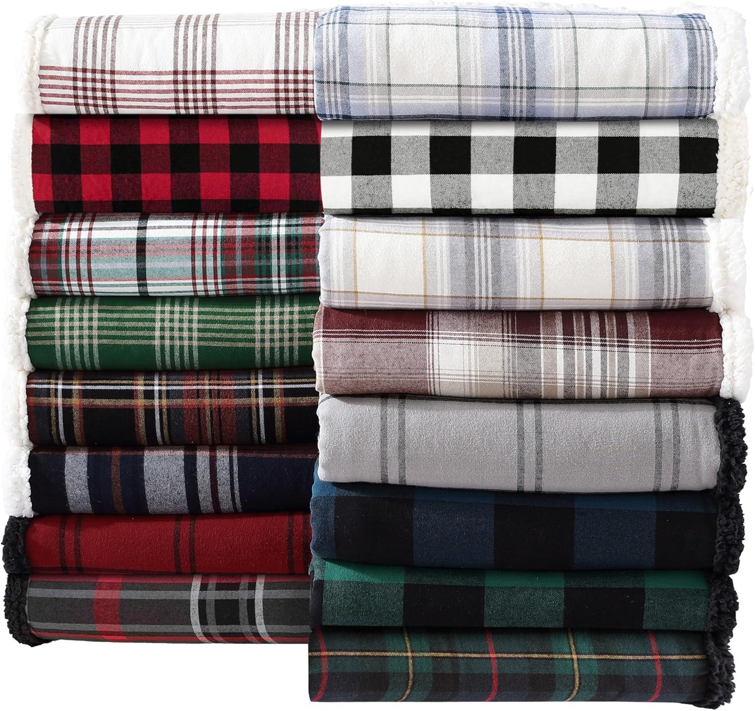 imageEddie Bauer Blanket Super Soft Reversible Sherpa ampamp Brushed Fleece Bedding Throw Blankets for Couch Ideal for Lounging Mountain Tartan RedWinslow CharcoalRed