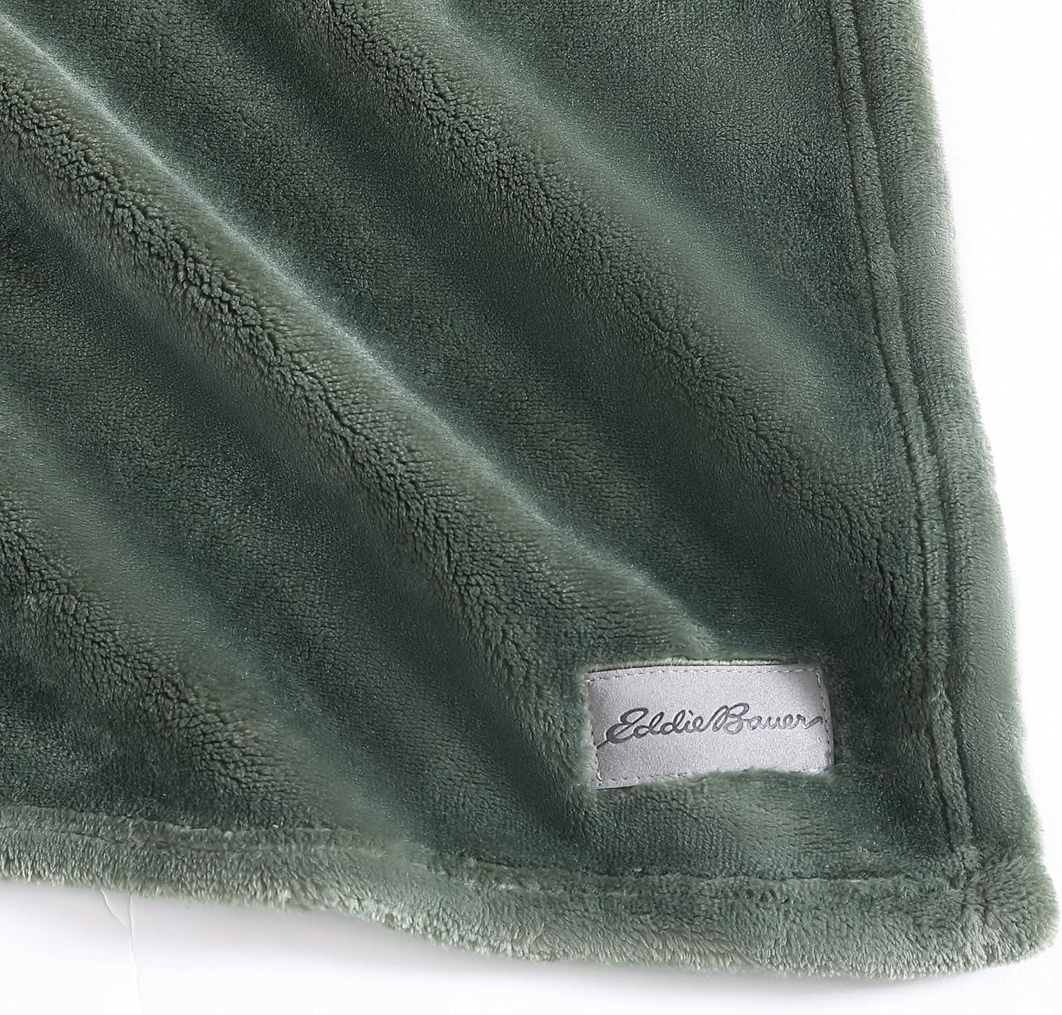 imageEddie Bauer Blanket Super Soft Reversible Sherpa ampamp Brushed Fleece Bedding Throw Blankets for Couch Ideal for Lounging Ultra Lux Solid GreenUltra Lux Solid Green