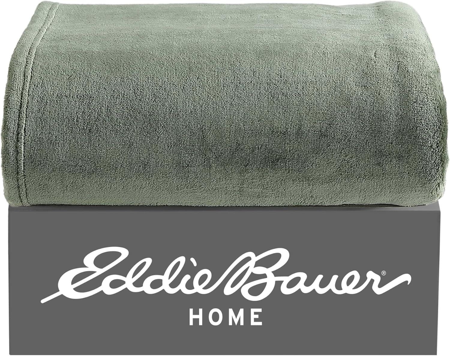 imageEddie Bauer Blanket Super Soft Reversible Sherpa ampamp Brushed Fleece Bedding Throw Blankets for Couch Ideal for Lounging Ultra Lux Solid GreenUltra Lux Solid Green