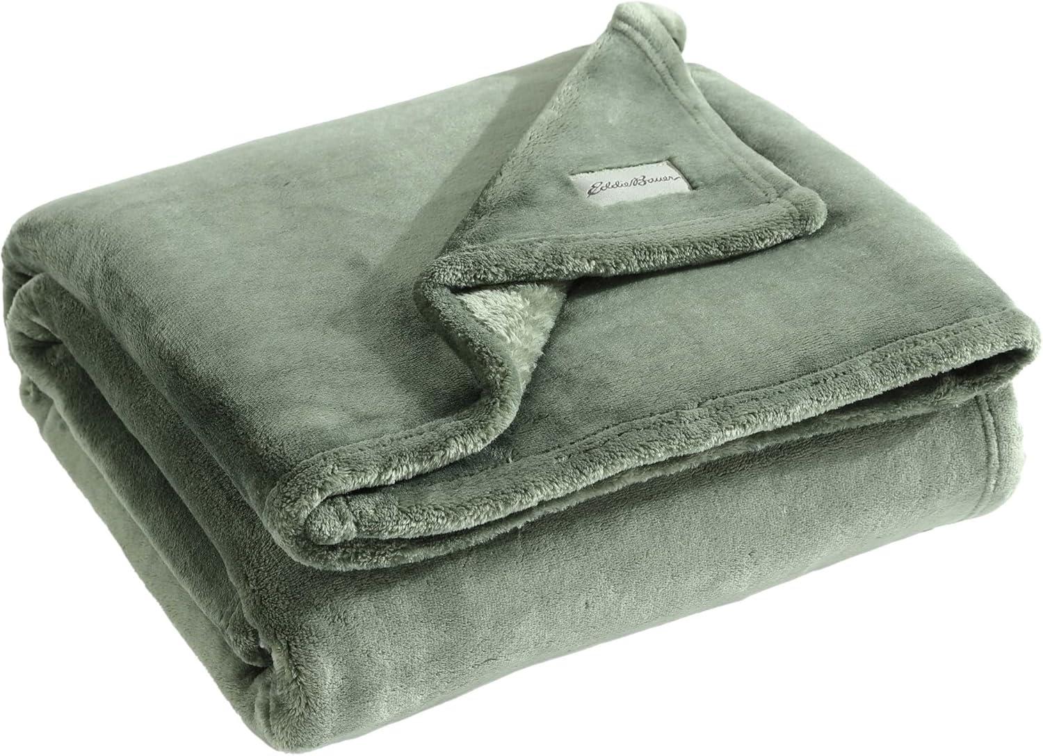 imageEddie Bauer Blanket Super Soft Reversible Sherpa ampamp Brushed Fleece Bedding Throw Blankets for Couch Ideal for Lounging Ultra Lux Solid GreenUltra Lux Solid Green