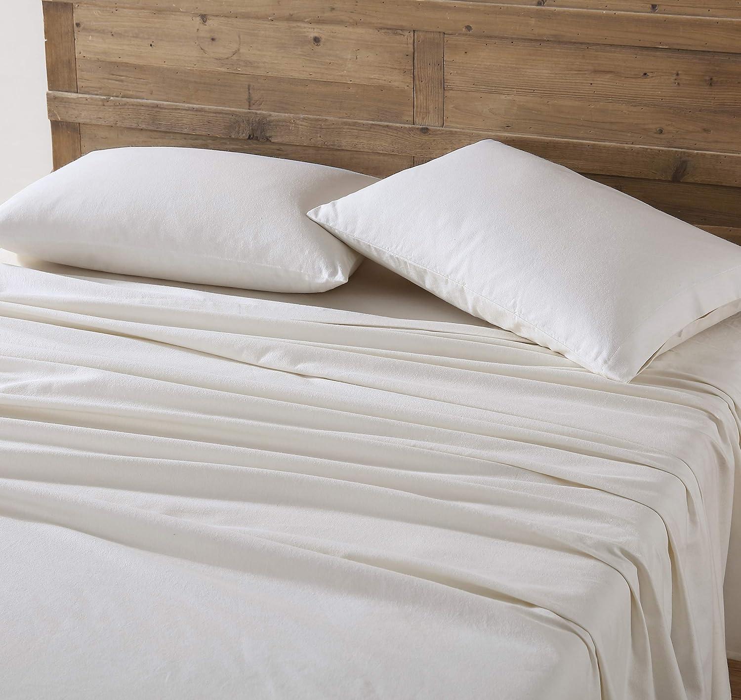 imageEddie Bauer Flannel Sheets Queen Size AntiPilling ampamp Wrinkle Resistant Cotton Touchably Soft for AllSeason Comfort Bed Sheets with Matching Pillowcases ampamp Fitted Sheet Solid GreenSolid Ivory