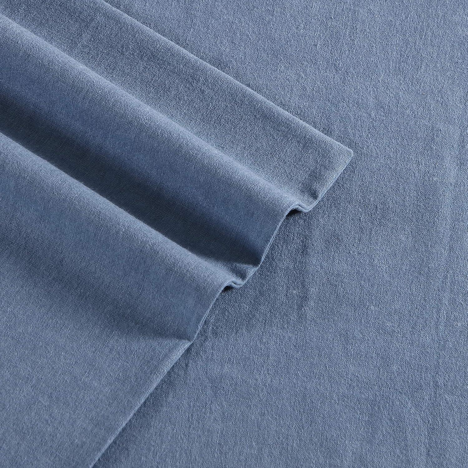 imageEddie Bauer Flannel Sheets Queen Size AntiPilling ampamp Wrinkle Resistant Cotton Touchably Soft for AllSeason Comfort Bed Sheets with Matching Pillowcases ampamp Fitted Sheet Solid GreenSolid Blue