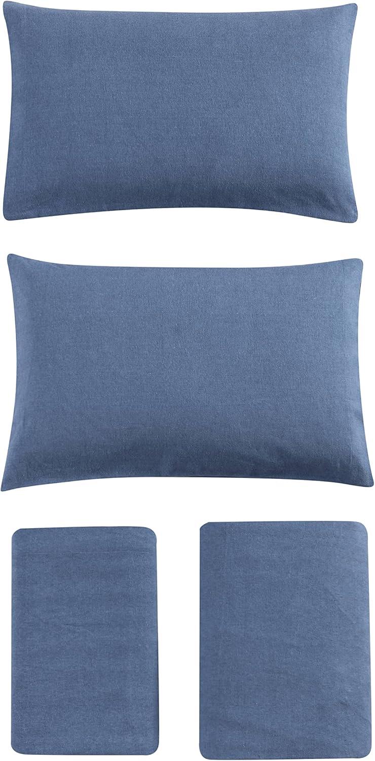imageEddie Bauer Flannel Sheets Queen Size AntiPilling ampamp Wrinkle Resistant Cotton Touchably Soft for AllSeason Comfort Bed Sheets with Matching Pillowcases ampamp Fitted Sheet Solid GreenSolid Blue