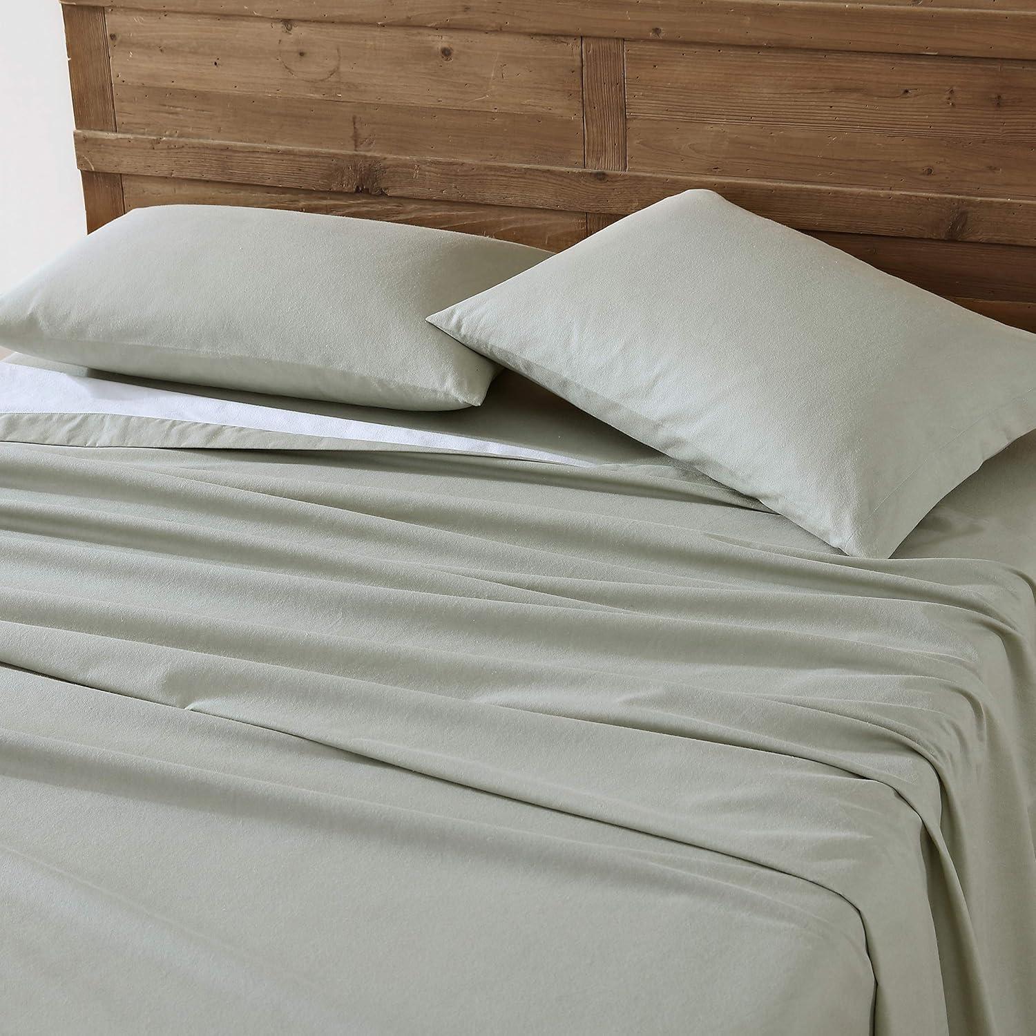 imageEddie Bauer Flannel Sheets Queen Size AntiPilling ampamp Wrinkle Resistant Cotton Touchably Soft for AllSeason Comfort Bed Sheets with Matching Pillowcases ampamp Fitted Sheet Solid GreenSolid Green