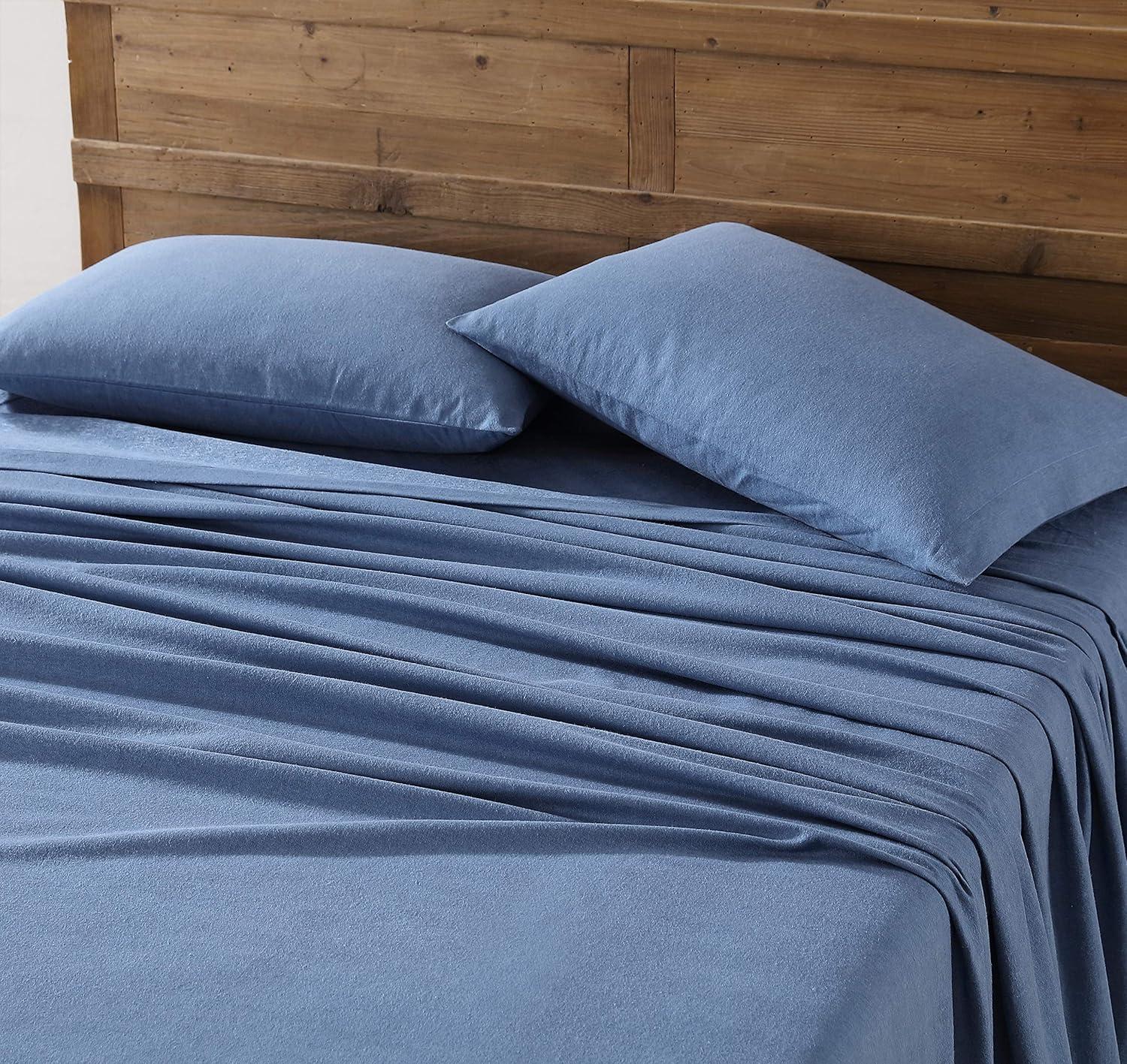 imageEddie Bauer Flannel Sheets Queen Size AntiPilling ampamp Wrinkle Resistant Cotton Touchably Soft for AllSeason Comfort Bed Sheets with Matching Pillowcases ampamp Fitted Sheet Solid GreenSolid Blue