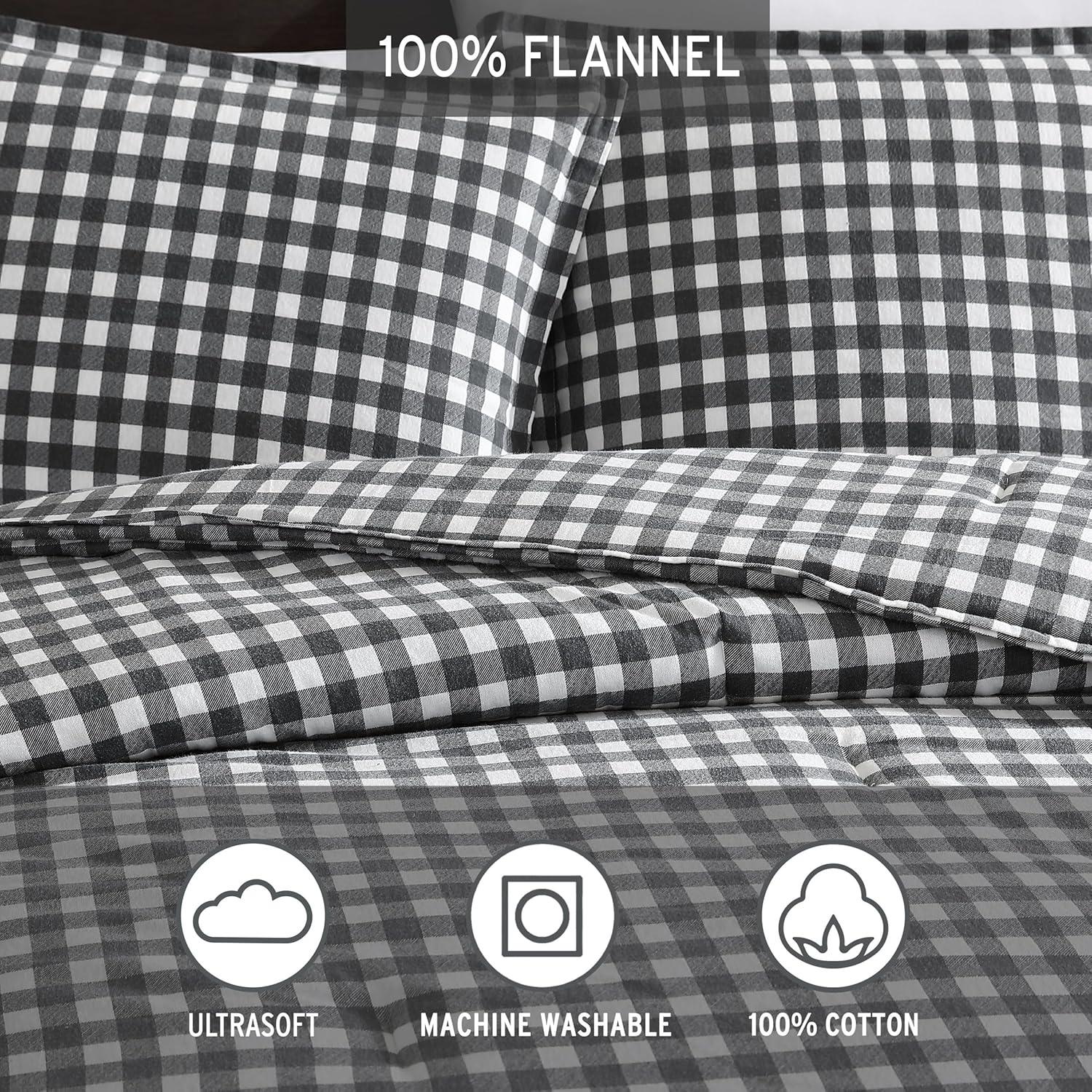 imageEddie Bauer King Comforter Set Reversible Cotton Bedding with Matching Shams Cozy Home Decor for Colder Months OekoTex Certified Preston Grey KingPreston Grey