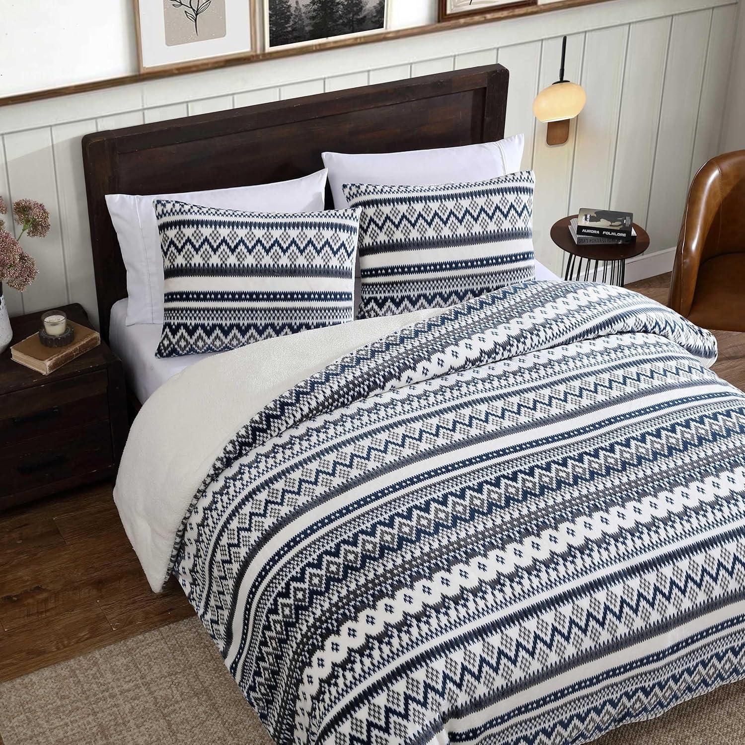 imageEddie Bauer King Comforter Set Reversible Plush Bedding with Matching Shams Super Soft Luxurious Bedding Set OekoTex Certified Shelton Fair Isle Green KingShelton Fair Isle Navy