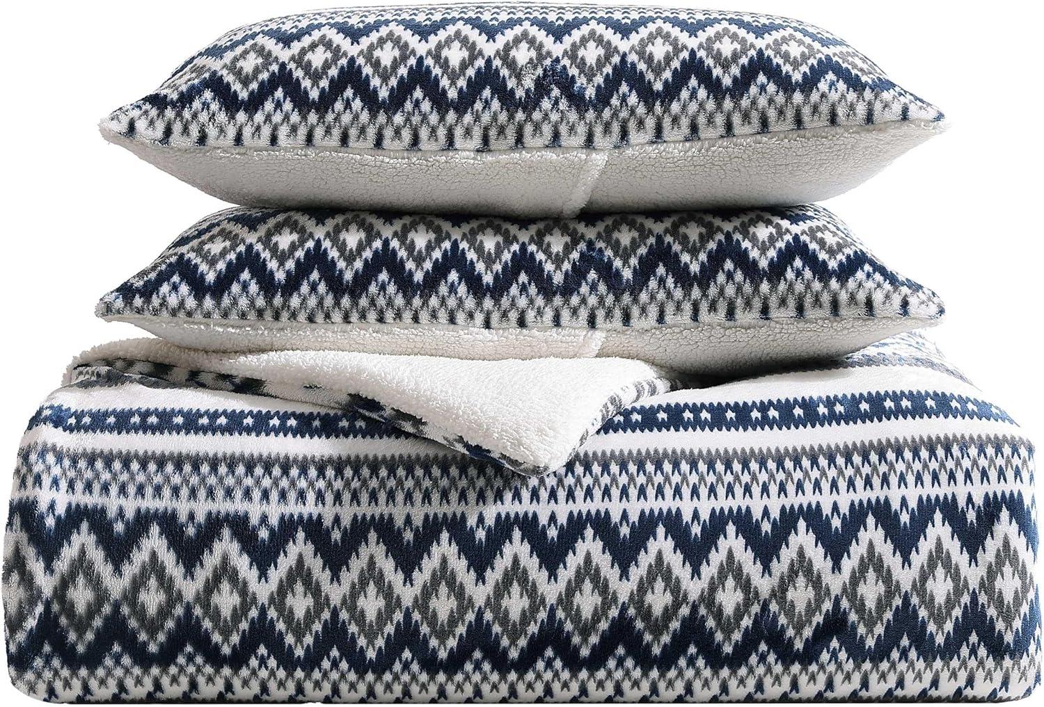 imageEddie Bauer King Comforter Set Reversible Plush Bedding with Matching Shams Super Soft Luxurious Bedding Set OekoTex Certified Shelton Fair Isle Green KingShelton Fair Isle Navy