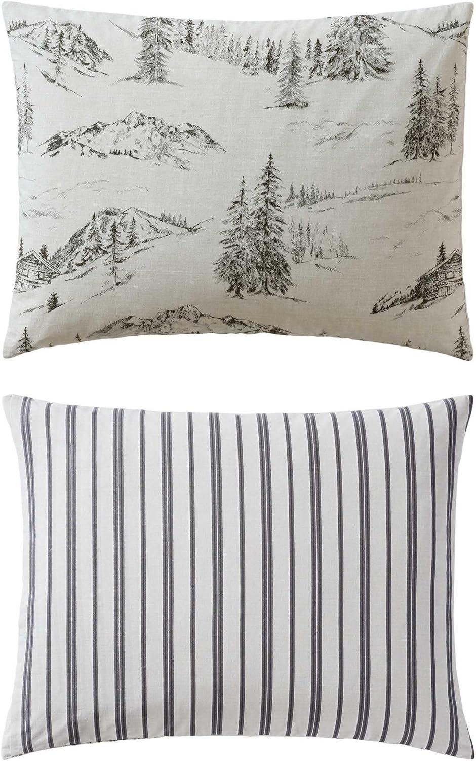 imageEddie Bauer King Comforter Set Super Soft Reversible Bedding with Matching Shams Plaid Home Decor OekoTex Certified Saddle Mountain Plaid Black KingRocky Mountain Cabin Grey