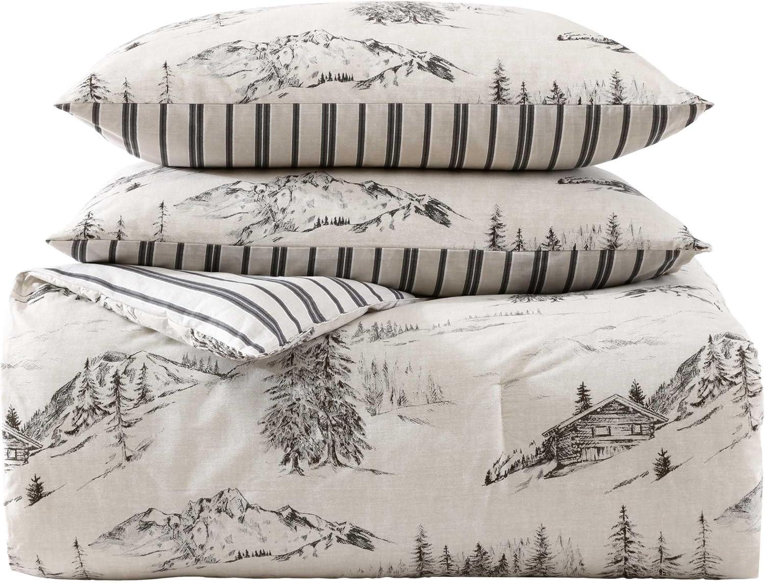 imageEddie Bauer King Comforter Set Super Soft Reversible Bedding with Matching Shams Plaid Home Decor OekoTex Certified Saddle Mountain Plaid Black KingRocky Mountain Cabin Grey