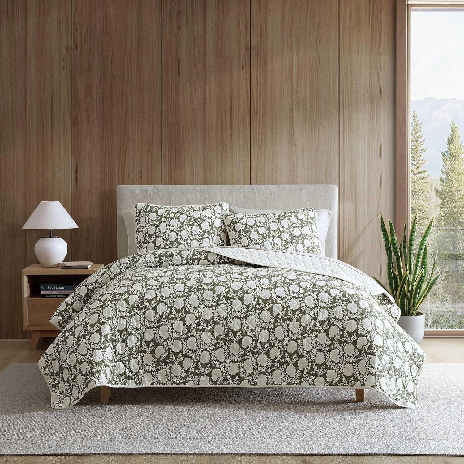 imageEddie Bauer Quilt Set Super Soft Bedding with Matching Sham Silky Smooth ampamp Breathable Classic Home Essentials Alani Island Conversation Beige TwinGarden Bloom Green