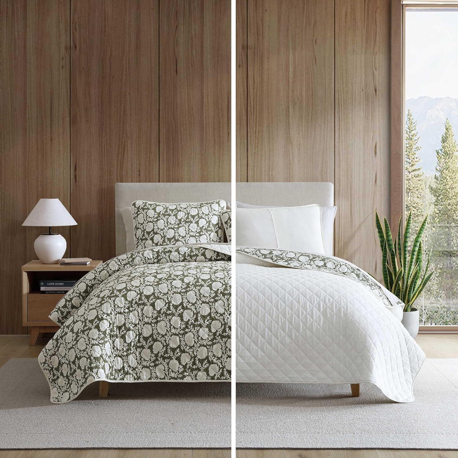 imageEddie Bauer Quilt Set Super Soft Bedding with Matching Sham Silky Smooth ampamp Breathable Classic Home Essentials Alani Island Conversation Beige TwinGarden Bloom Green