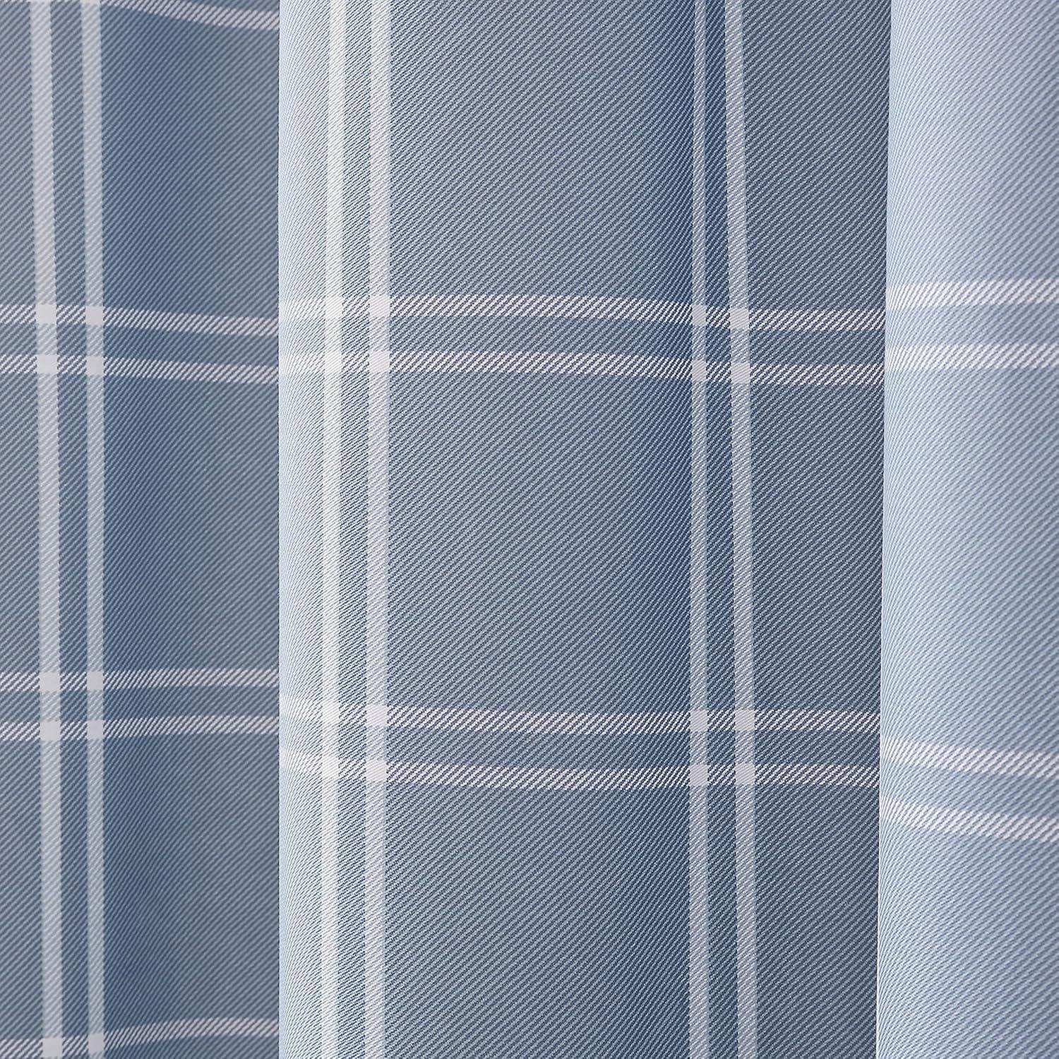 imageEddie Bauer Shower Curtain Lightweight Cotton Bathroom Decor Buttonhole Top Cabin Plaid Green 72quot x 72quotKettle Falls Blue